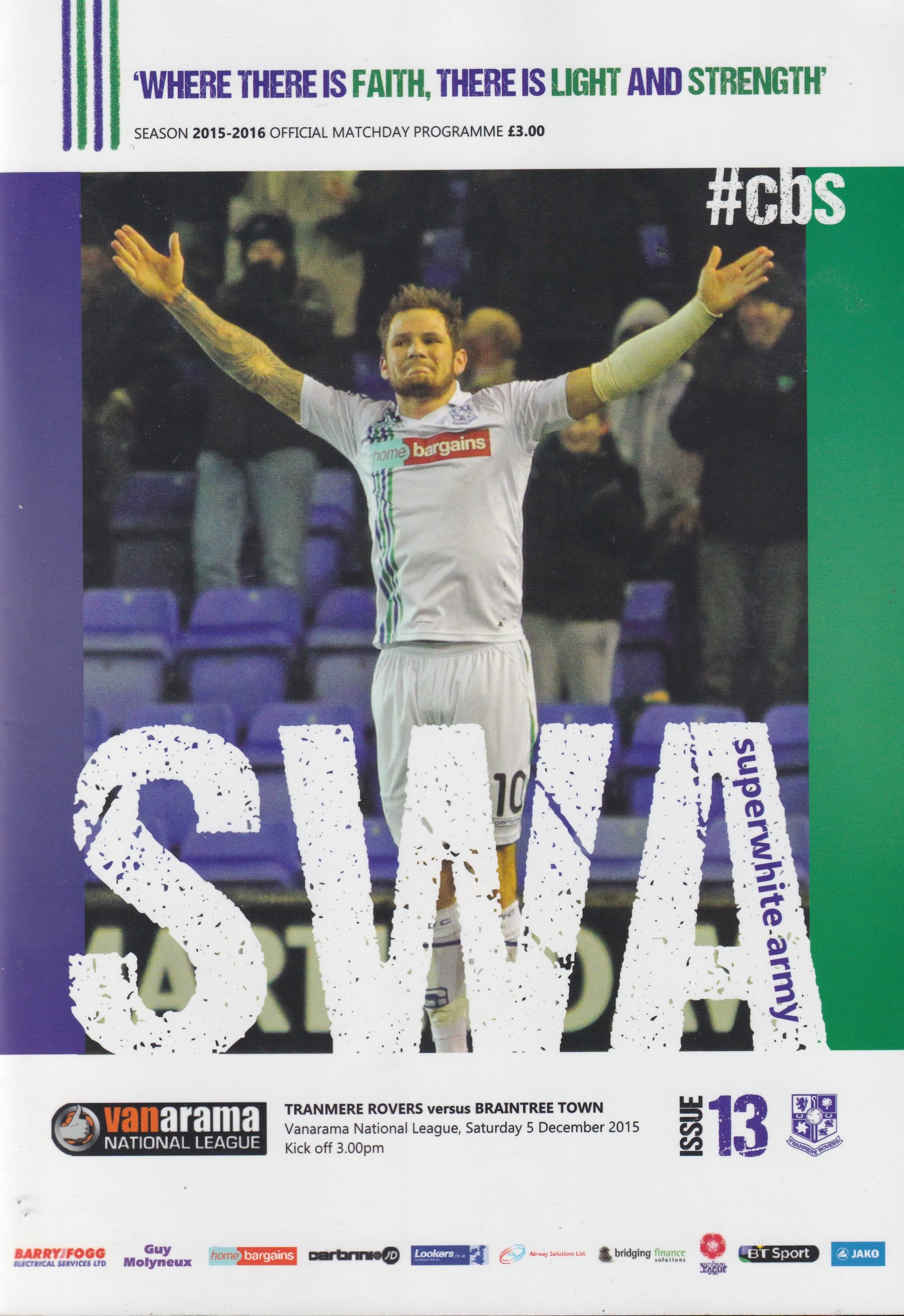 Tranmere Rovers v Braintree Town match programme